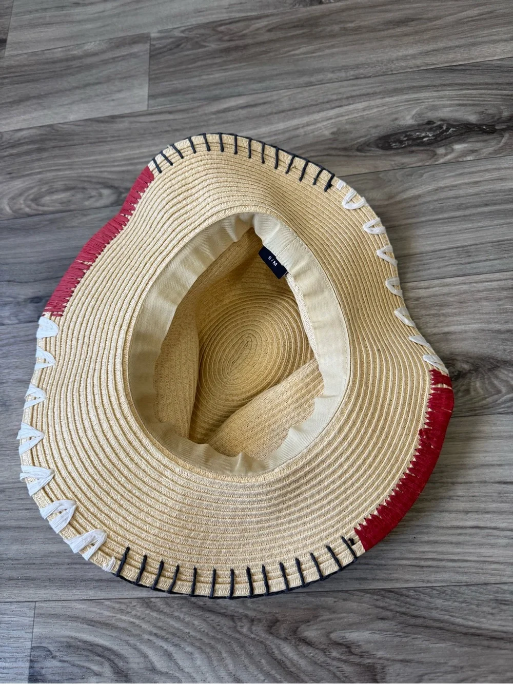 Roxy Straw Embroidered Edges Brim Hat